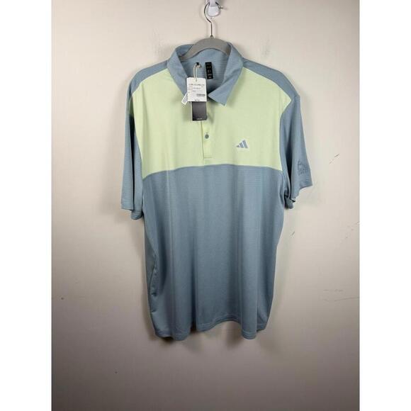 NWT Adidas Golf Polo Shirt Blue Green Colorblock Striped Performance XXL - Picture 1 of 6